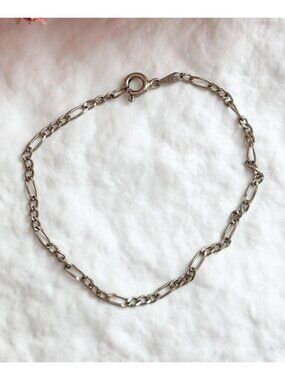 Figaro Chain Vintage Sterling Silver 925 Bracelet